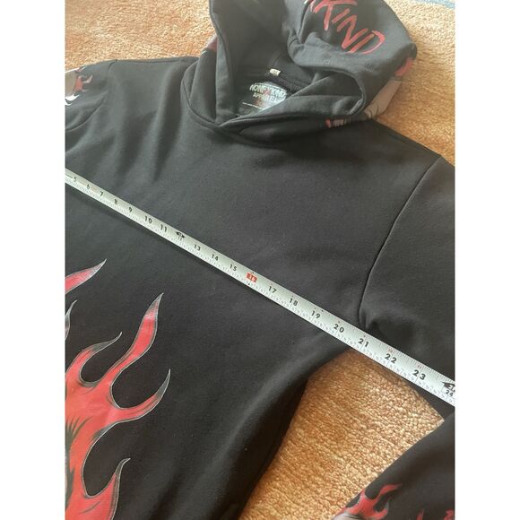 None Of Kind Black Flame Skull Graphic Hoodie M Streetwear - Picture 4 of 6
